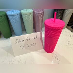 24oz China Barbie Pink Matte Studded Tumbler Starbucks